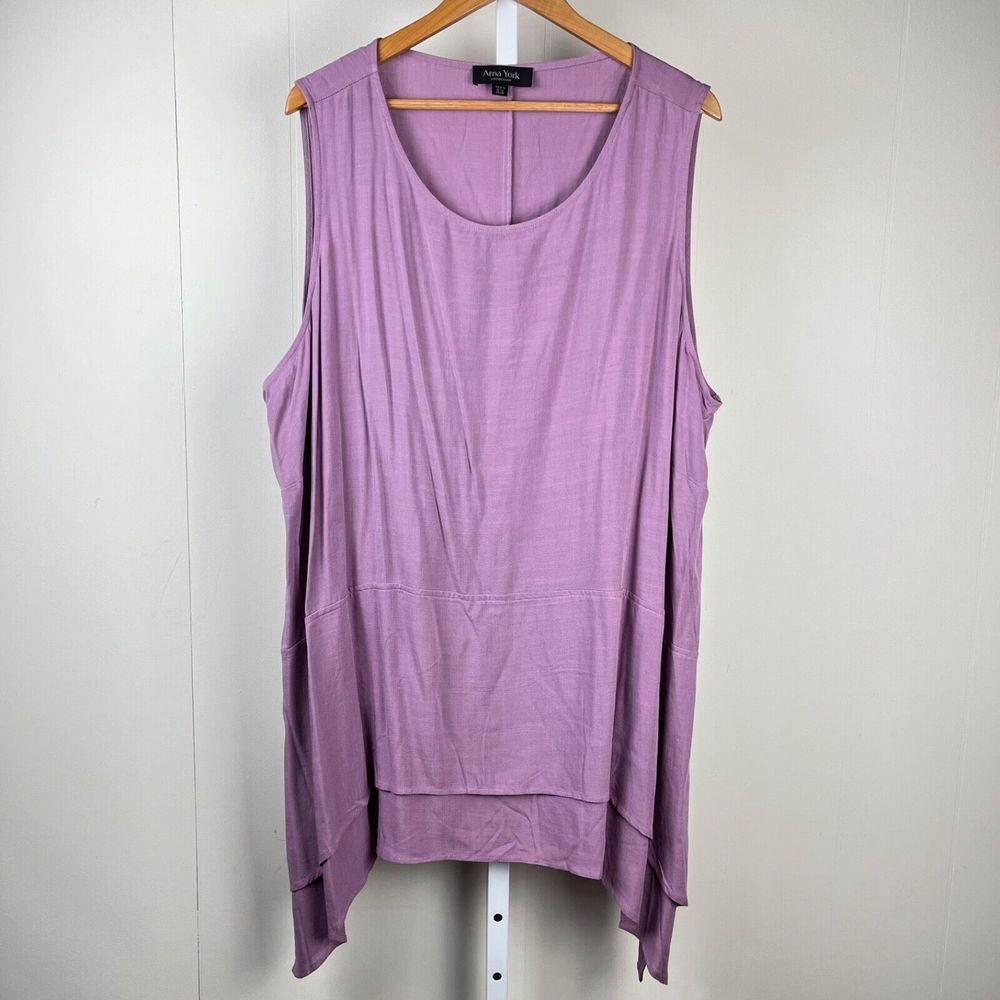 Arna‎ York Collection Sleeveless Tunic Top Womens 26/28 Purple Asymmetrical
